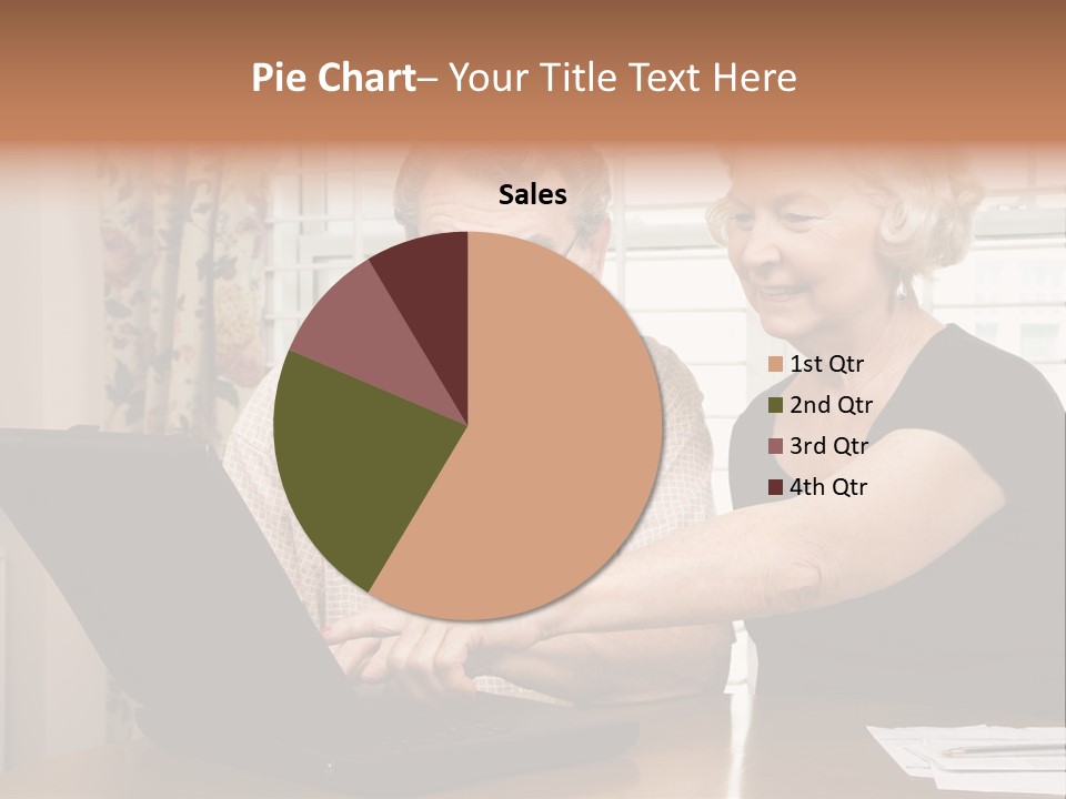 Mature Caucasian Couple Looking At Laptop. PowerPoint Template