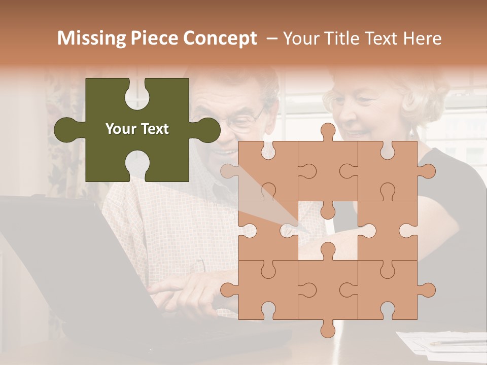 Mature Caucasian Couple Looking At Laptop. PowerPoint Template