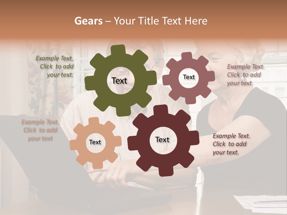 Mature Caucasian Couple Looking At Laptop. PowerPoint Template