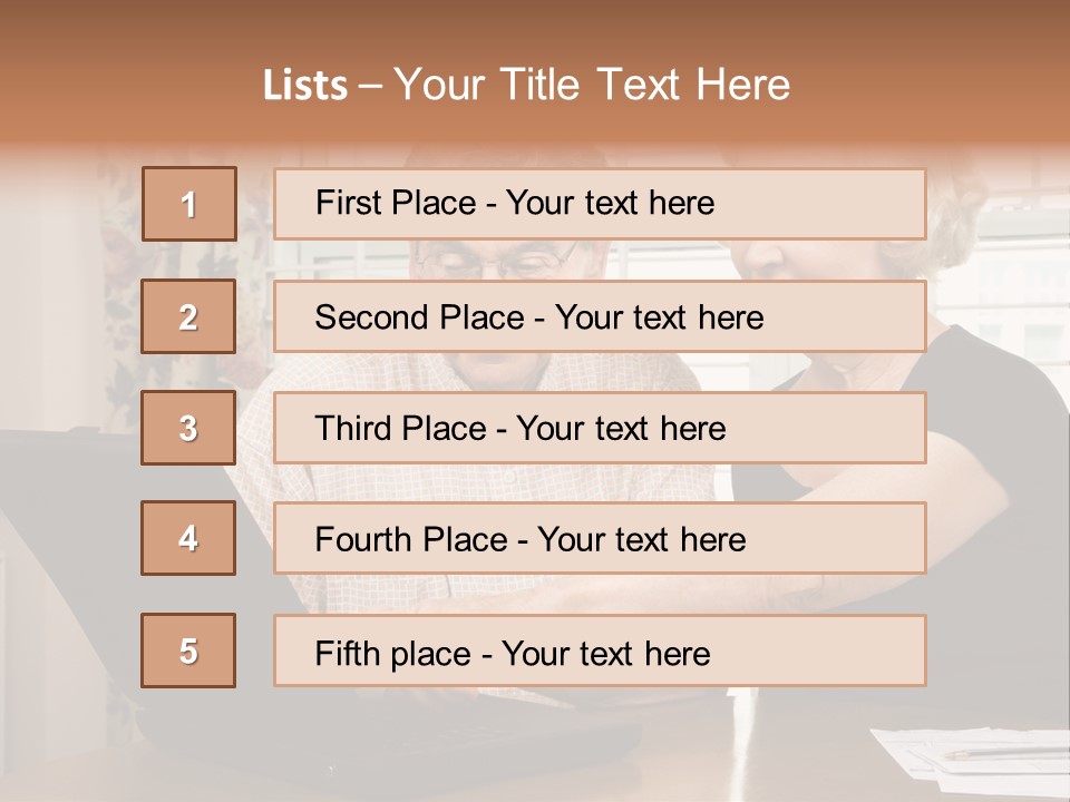 Mature Caucasian Couple Looking At Laptop. PowerPoint Template