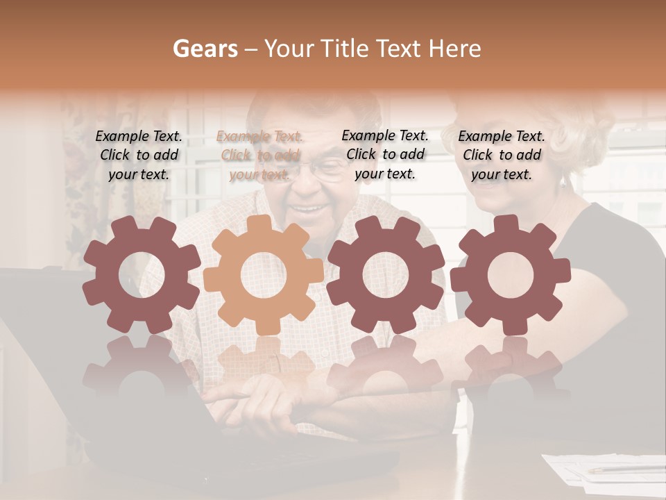 Mature Caucasian Couple Looking At Laptop. PowerPoint Template