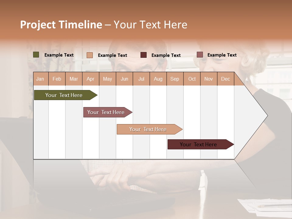Mature Caucasian Couple Looking At Laptop. PowerPoint Template