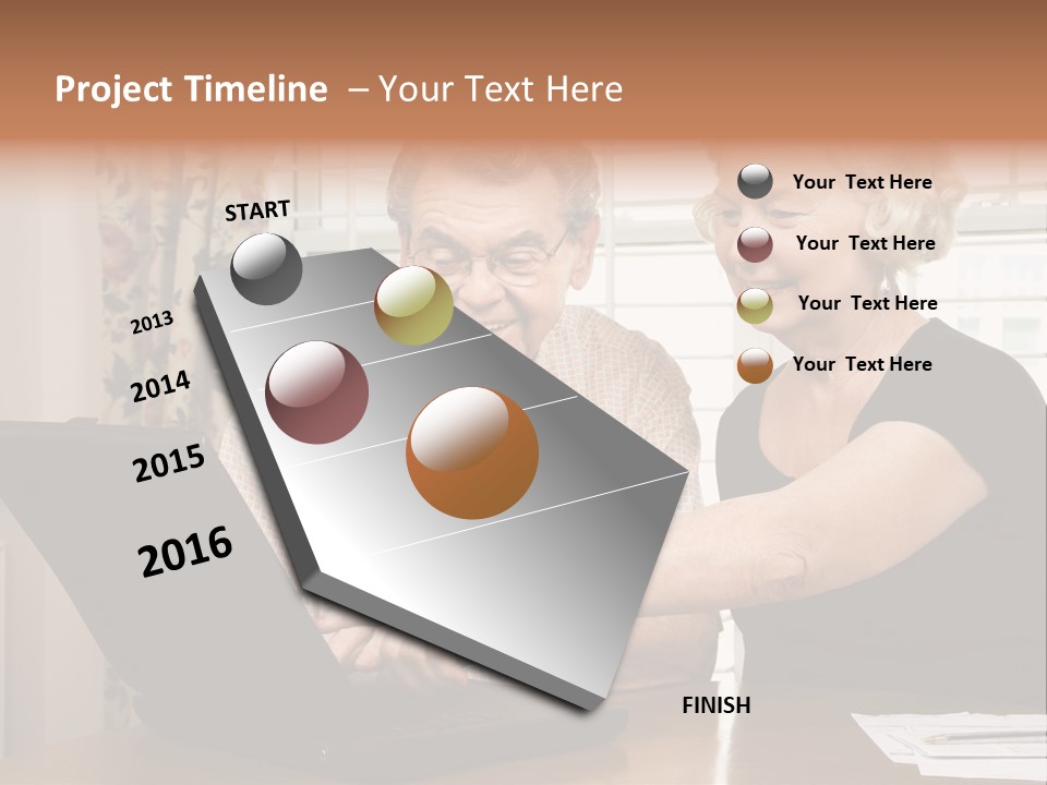 Mature Caucasian Couple Looking At Laptop. PowerPoint Template