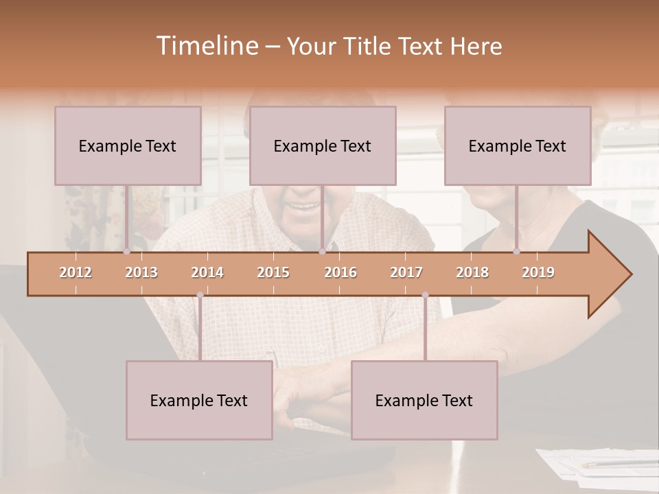 Mature Caucasian Couple Looking At Laptop. PowerPoint Template