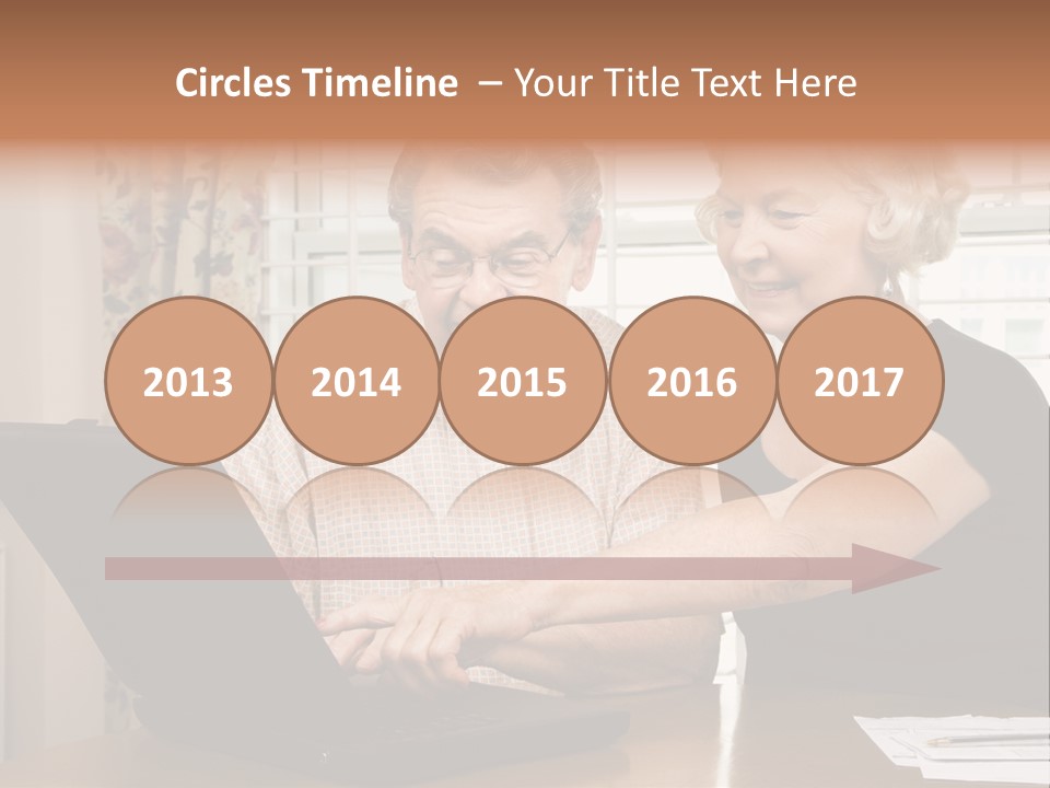 Mature Caucasian Couple Looking At Laptop. PowerPoint Template