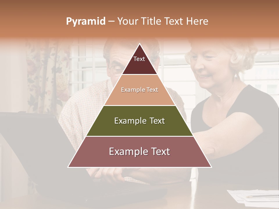 Mature Caucasian Couple Looking At Laptop. PowerPoint Template