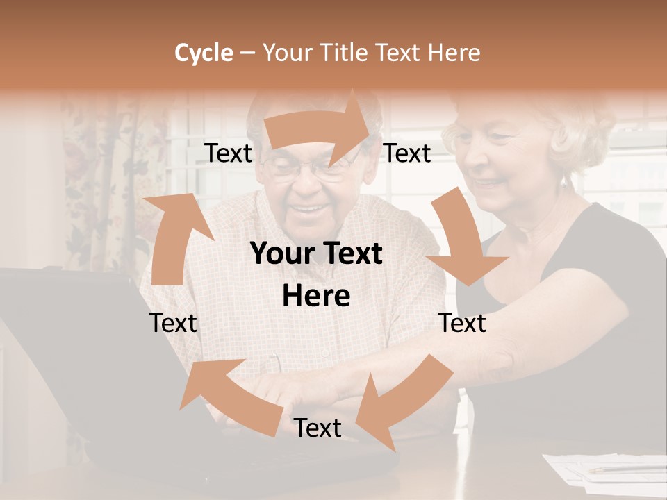 Mature Caucasian Couple Looking At Laptop. PowerPoint Template