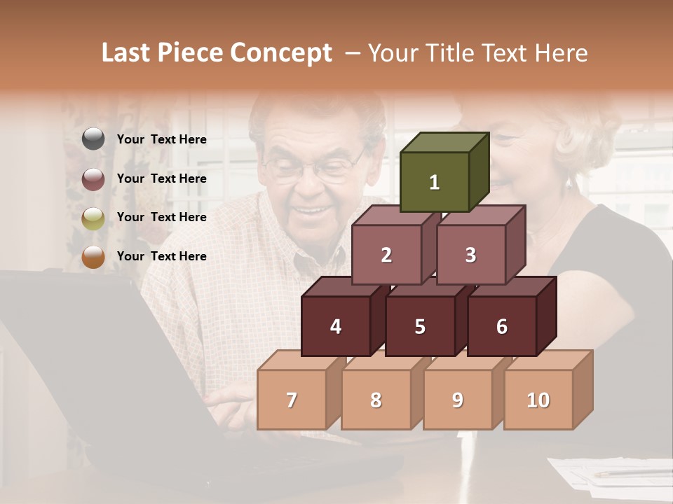 Mature Caucasian Couple Looking At Laptop. PowerPoint Template