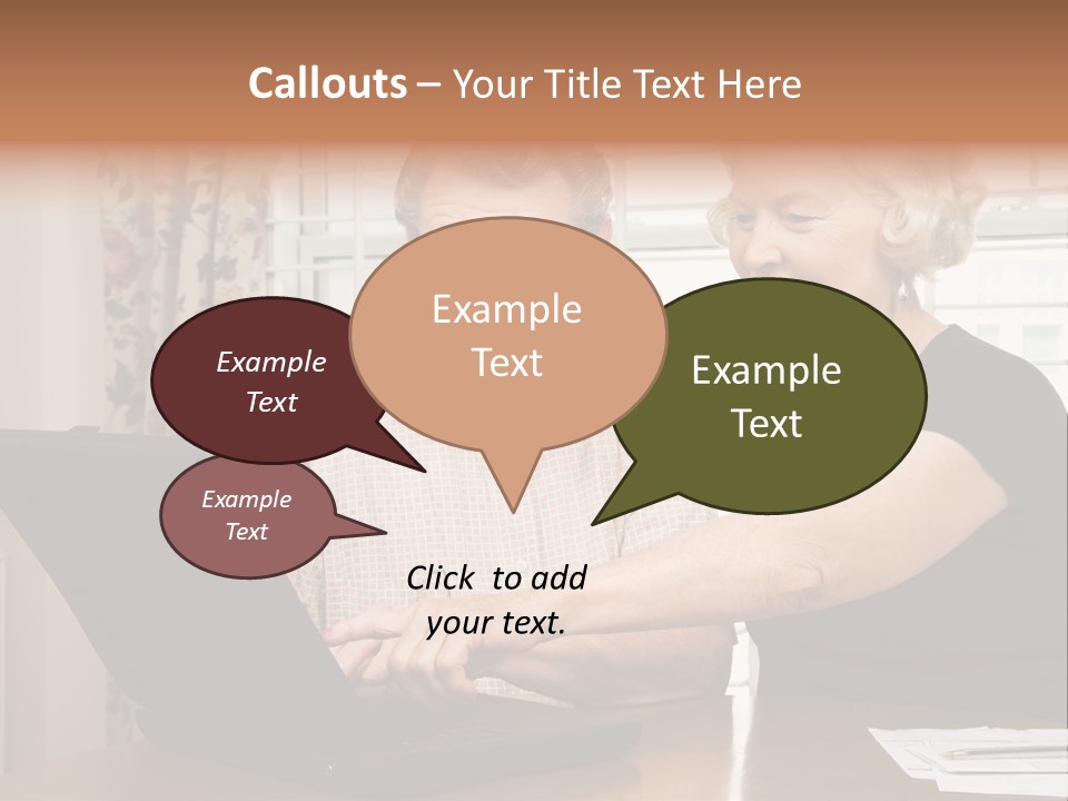 Mature Caucasian Couple Looking At Laptop. PowerPoint Template