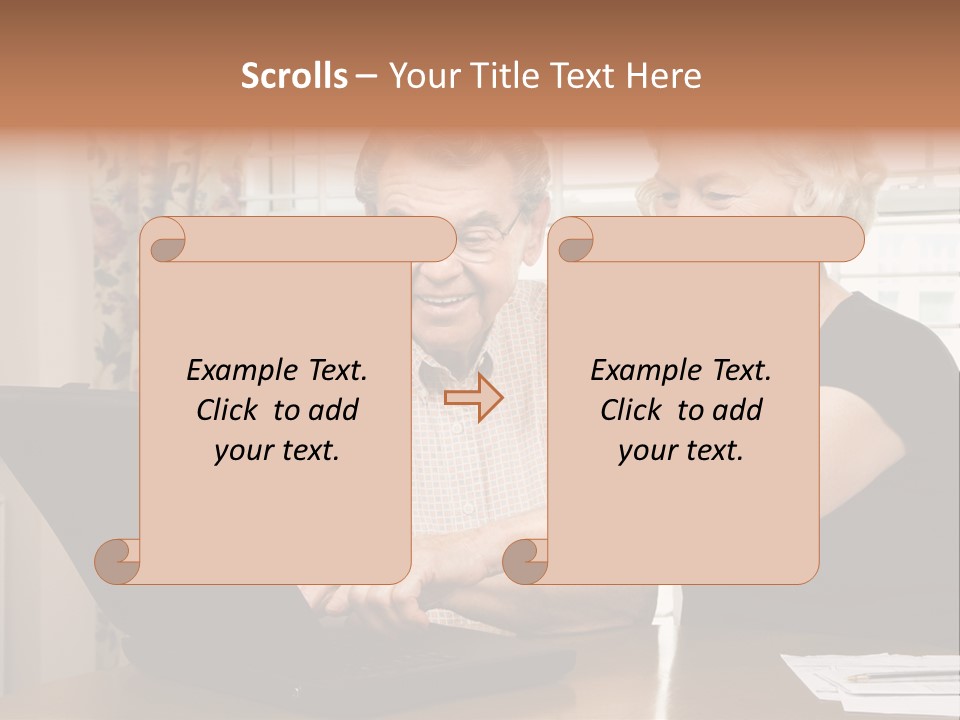 Mature Caucasian Couple Looking At Laptop. PowerPoint Template
