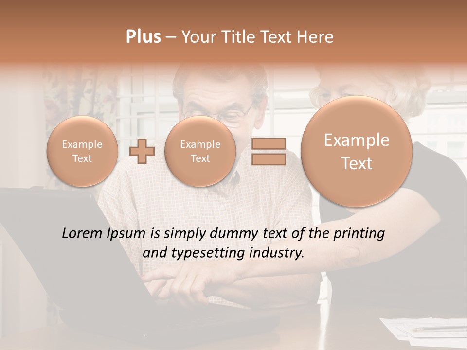 Mature Caucasian Couple Looking At Laptop. PowerPoint Template