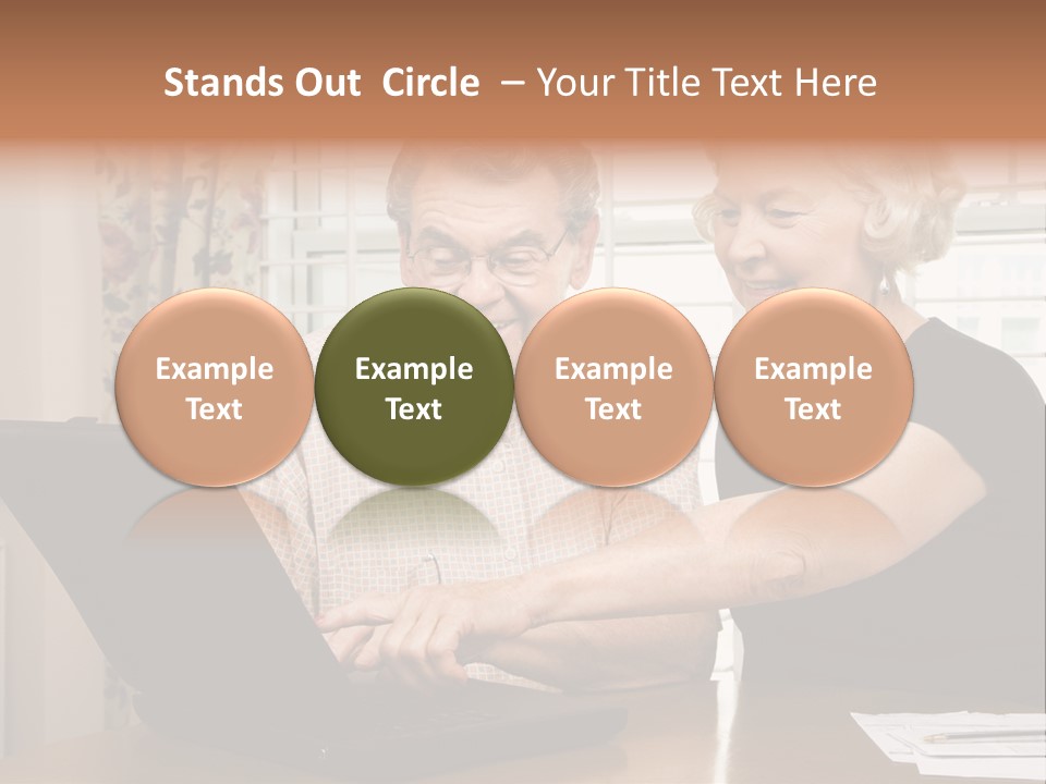 Mature Caucasian Couple Looking At Laptop. PowerPoint Template