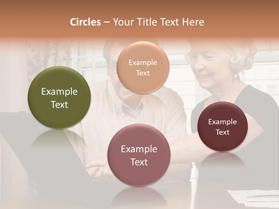 Mature Caucasian Couple Looking At Laptop. PowerPoint Template