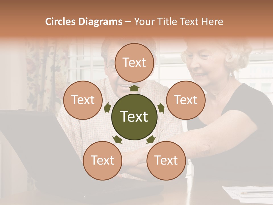 Mature Caucasian Couple Looking At Laptop. PowerPoint Template