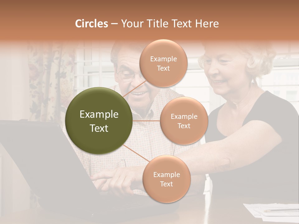 Mature Caucasian Couple Looking At Laptop. PowerPoint Template