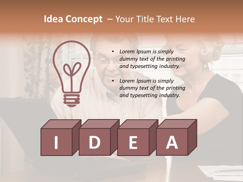 Mature Caucasian Couple Looking At Laptop. PowerPoint Template