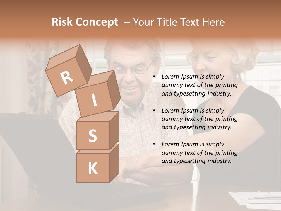 Mature Caucasian Couple Looking At Laptop. PowerPoint Template