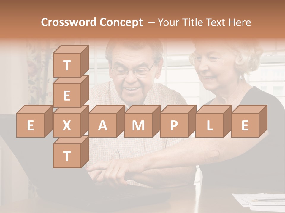 Mature Caucasian Couple Looking At Laptop. PowerPoint Template