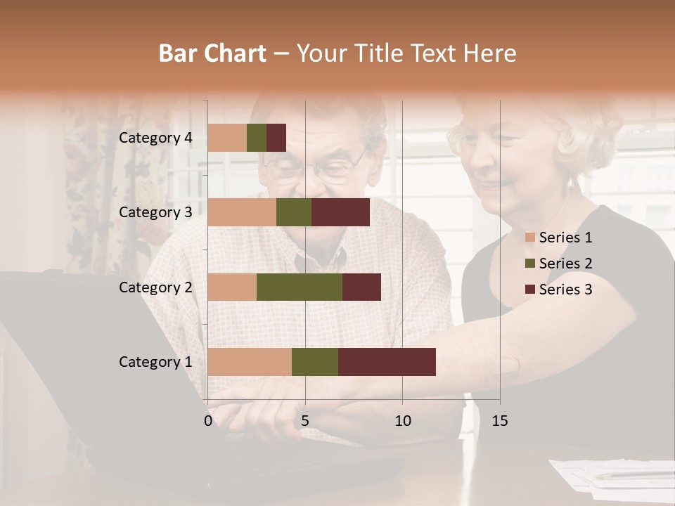 Mature Caucasian Couple Looking At Laptop. PowerPoint Template