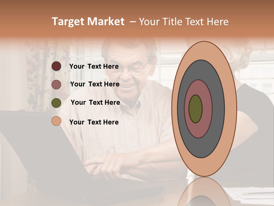 Mature Caucasian Couple Looking At Laptop. PowerPoint Template