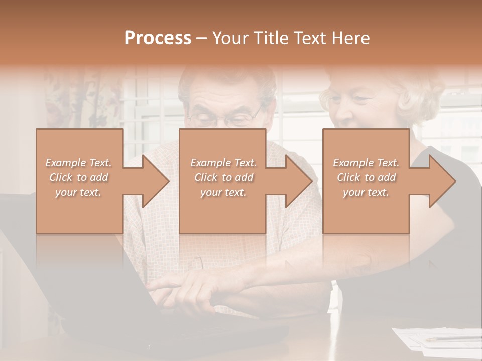 Mature Caucasian Couple Looking At Laptop. PowerPoint Template