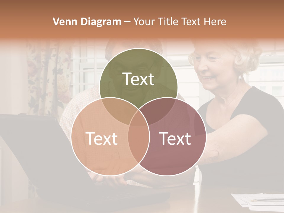 Mature Caucasian Couple Looking At Laptop. PowerPoint Template