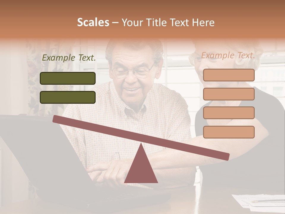 Mature Caucasian Couple Looking At Laptop. PowerPoint Template