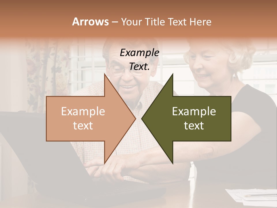 Mature Caucasian Couple Looking At Laptop. PowerPoint Template