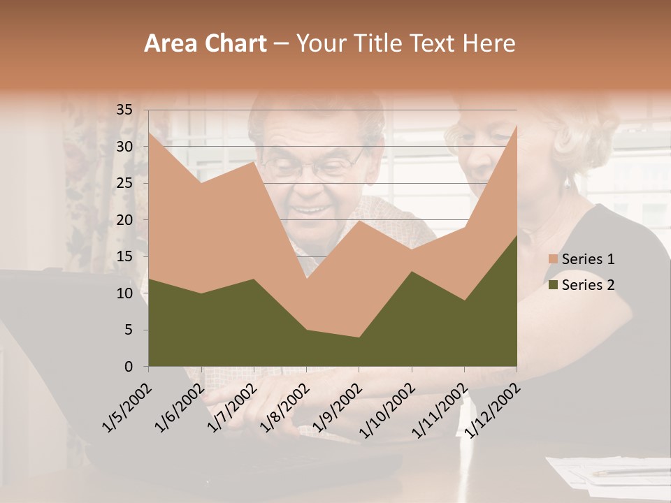 Mature Caucasian Couple Looking At Laptop. PowerPoint Template