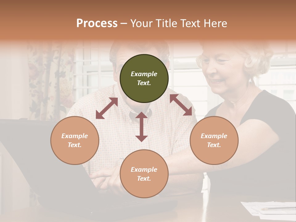 Mature Caucasian Couple Looking At Laptop. PowerPoint Template