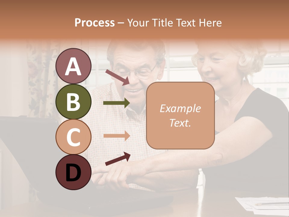 Mature Caucasian Couple Looking At Laptop. PowerPoint Template