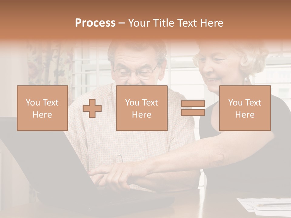 Mature Caucasian Couple Looking At Laptop. PowerPoint Template