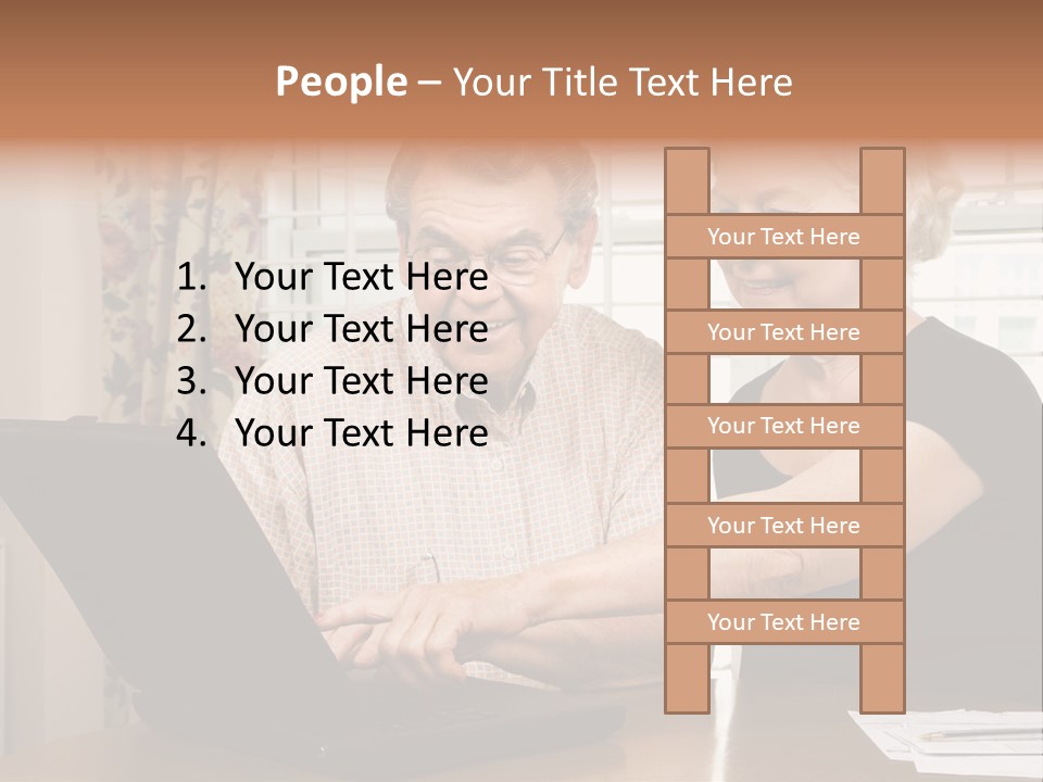 Mature Caucasian Couple Looking At Laptop. PowerPoint Template