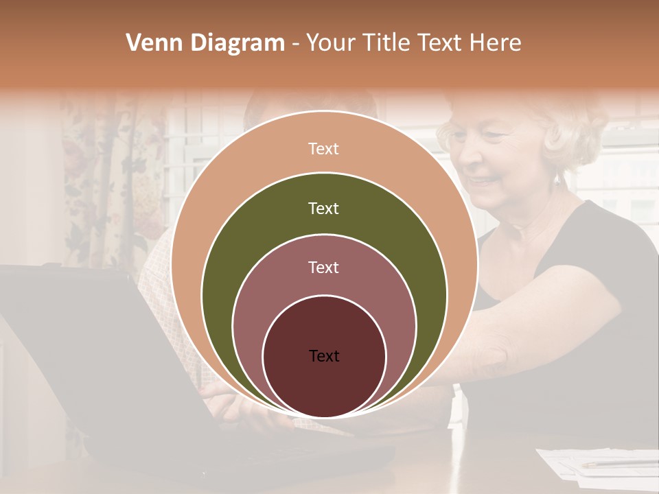 Mature Caucasian Couple Looking At Laptop. PowerPoint Template