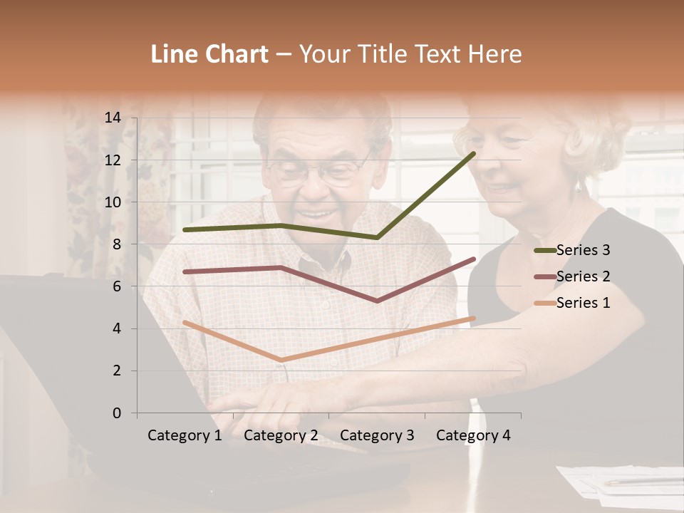 Mature Caucasian Couple Looking At Laptop. PowerPoint Template