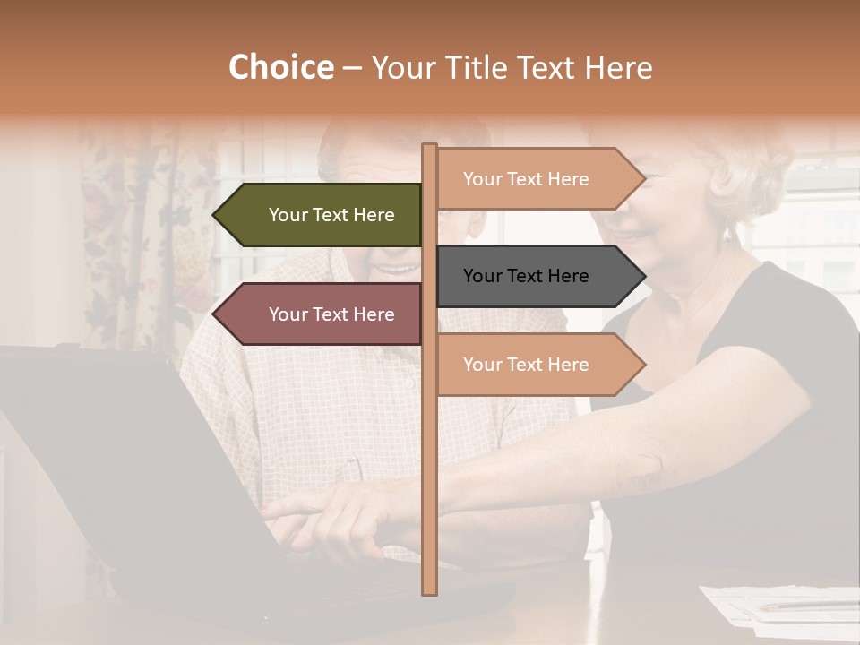 Mature Caucasian Couple Looking At Laptop. PowerPoint Template