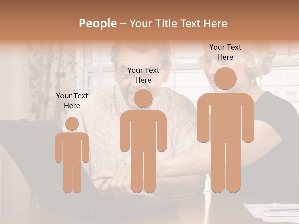 Mature Caucasian Couple Looking At Laptop. PowerPoint Template