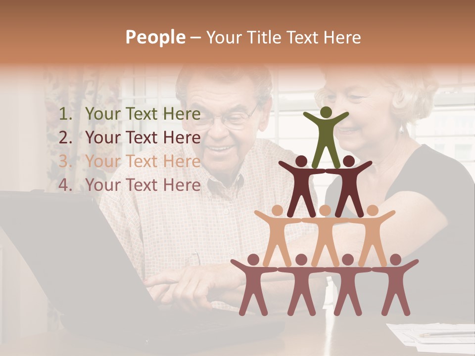 Mature Caucasian Couple Looking At Laptop. PowerPoint Template