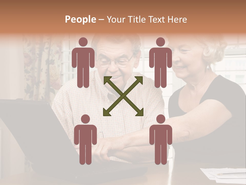 Mature Caucasian Couple Looking At Laptop. PowerPoint Template