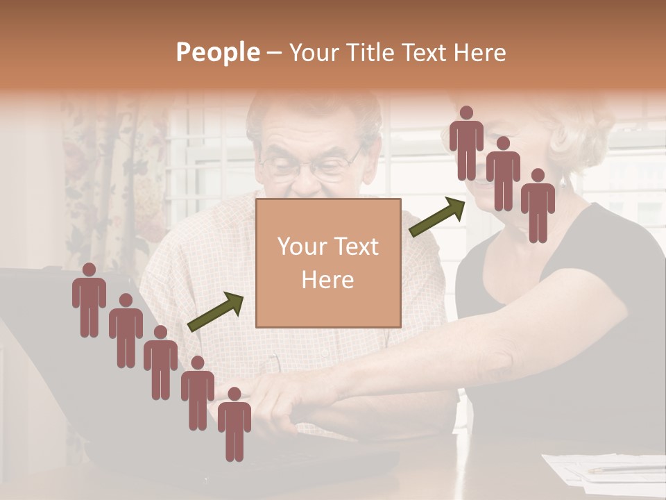 Mature Caucasian Couple Looking At Laptop. PowerPoint Template