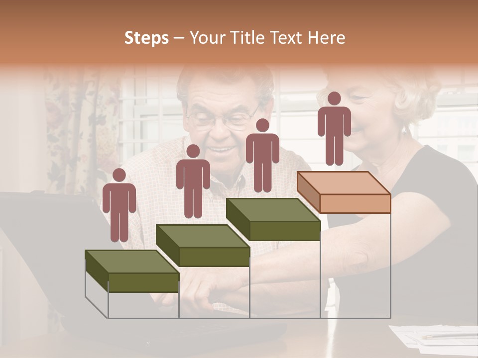 Mature Caucasian Couple Looking At Laptop. PowerPoint Template