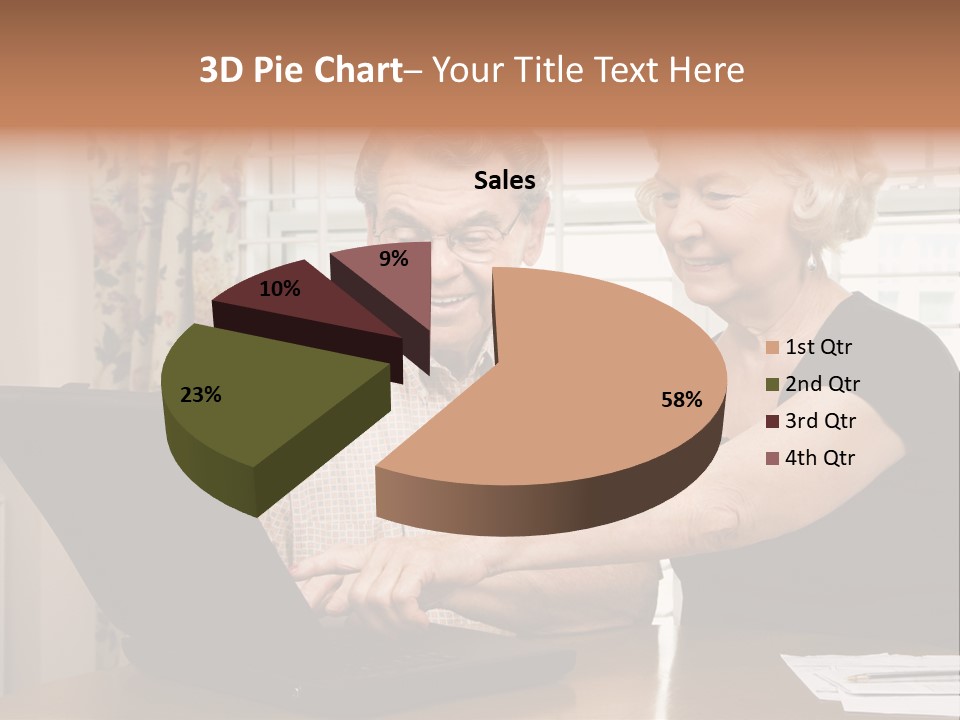 Mature Caucasian Couple Looking At Laptop. PowerPoint Template