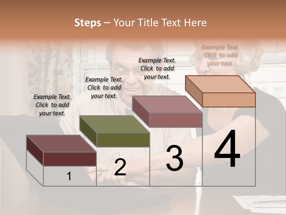 Mature Caucasian Couple Looking At Laptop. PowerPoint Template