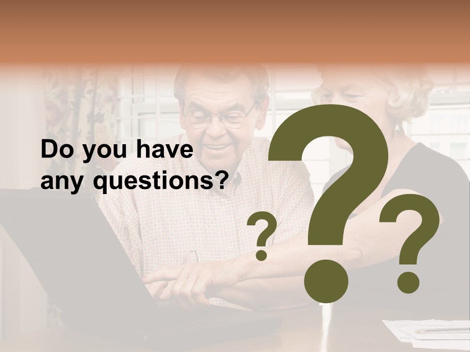 Mature Caucasian Couple Looking At Laptop. PowerPoint Template