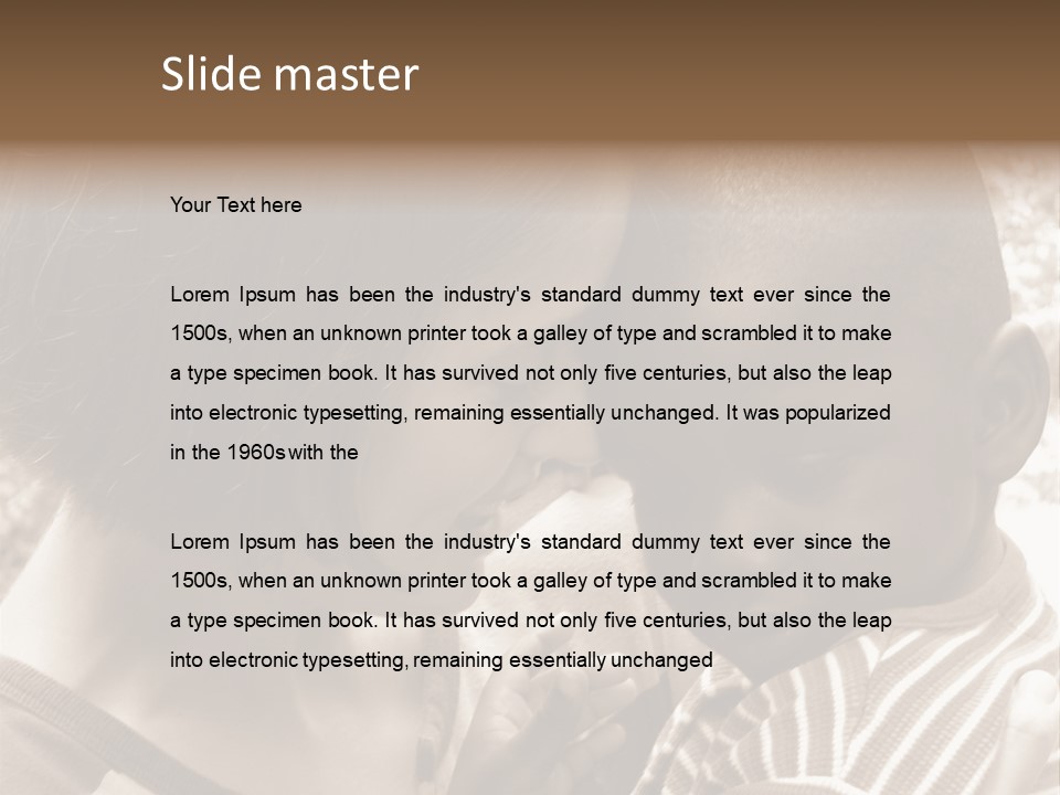 African American Baby Boy With Young Caucasian Woman. Sepia Tone Image. PowerPoint Template