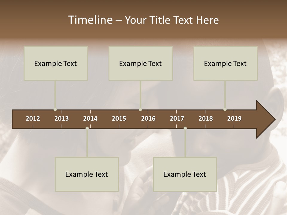 African American Baby Boy With Young Caucasian Woman. Sepia Tone Image. PowerPoint Template