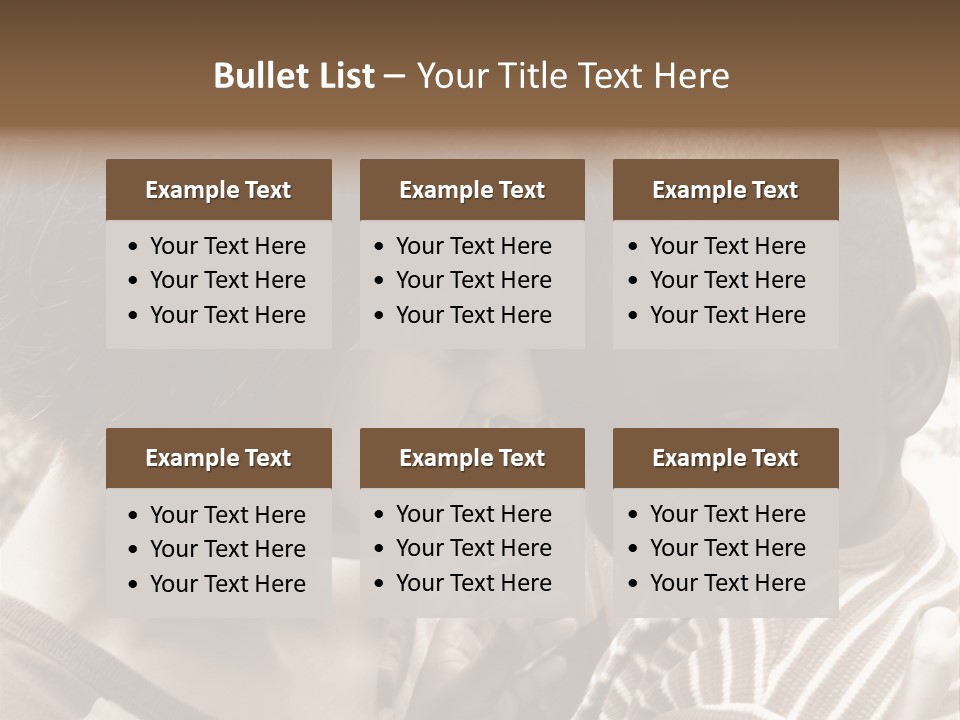 African American Baby Boy With Young Caucasian Woman. Sepia Tone Image. PowerPoint Template