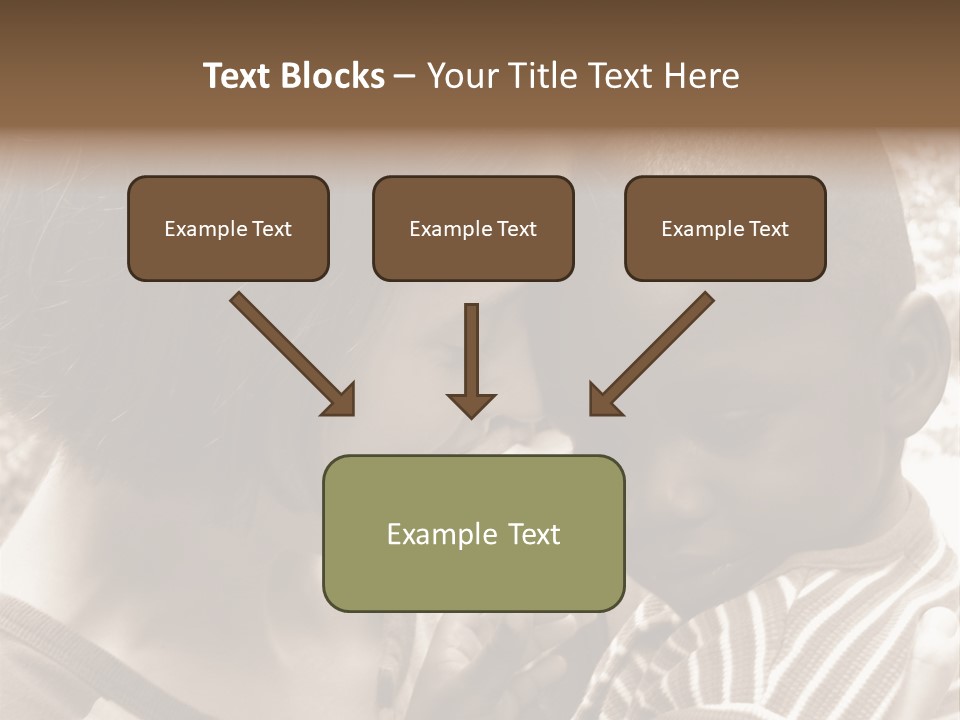 African American Baby Boy With Young Caucasian Woman. Sepia Tone Image. PowerPoint Template