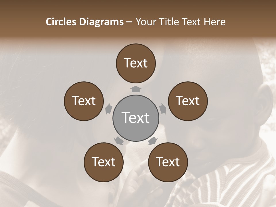 African American Baby Boy With Young Caucasian Woman. Sepia Tone Image. PowerPoint Template