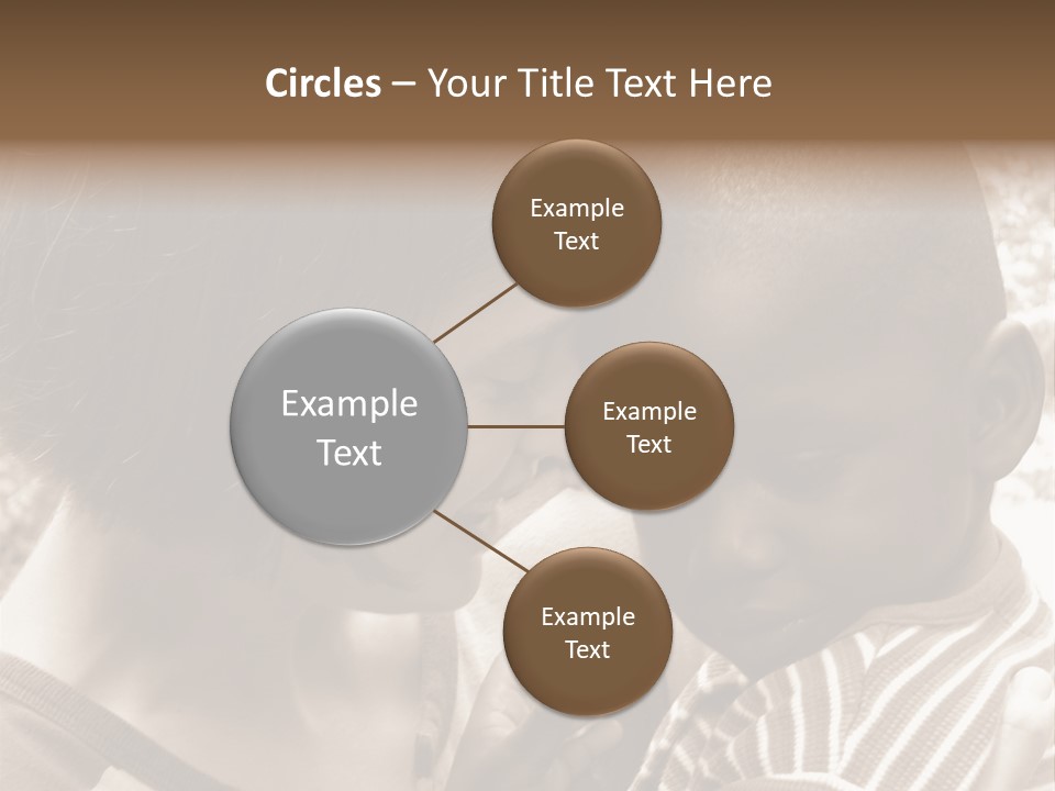 African American Baby Boy With Young Caucasian Woman. Sepia Tone Image. PowerPoint Template